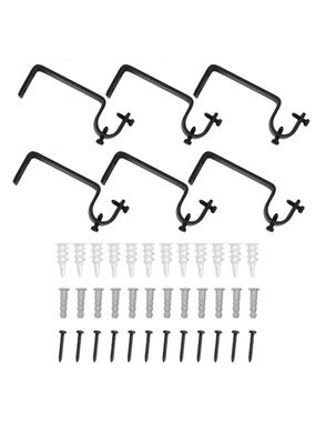 Six Curtain Rod Brackets 3/4” Black Heavy Duty NWT